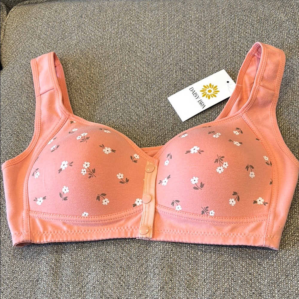 Daisy Pink Floral Women's Bra L
